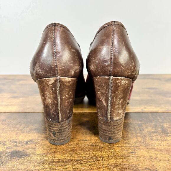 VTG Naya Mindy Genuine Suede Leather Mid Heel Round Toe Lace Shoes 7M Purple Y2k - Picture 6 of 8